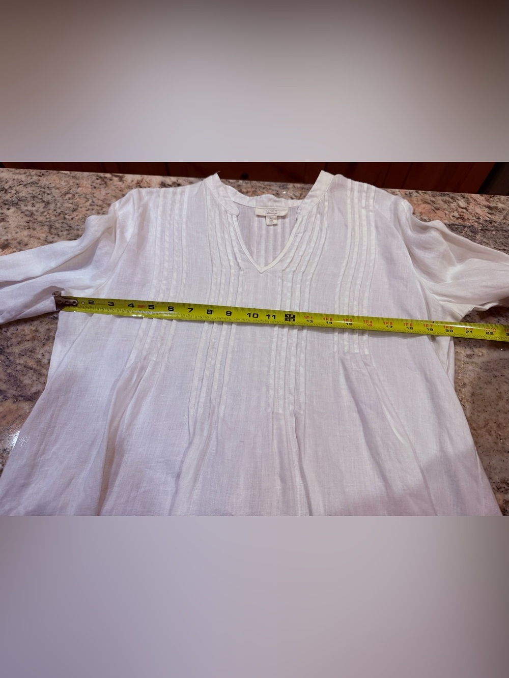 Charter Club Luxury 100% Linen White Pintuck Tunic Blouse Size L Coastal - Picture 4 of 10